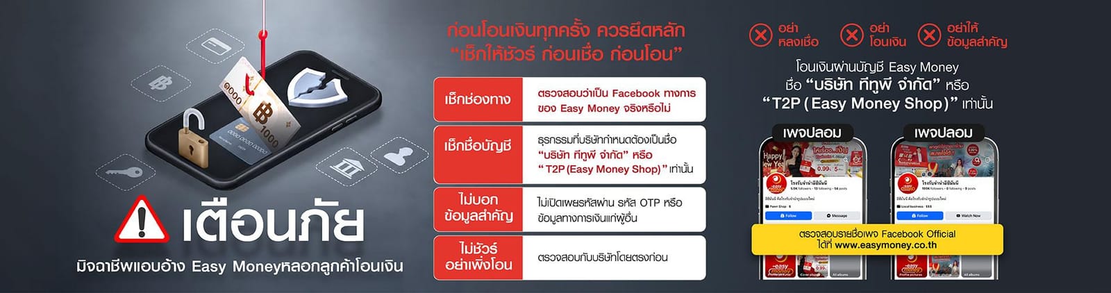 เตือนภัยมิจฉาชีพ - Easy Money
